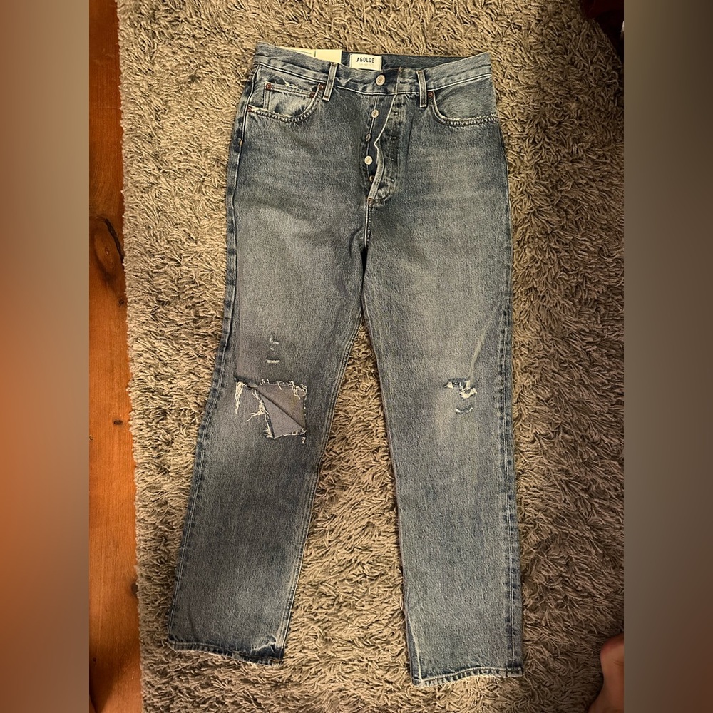 Agolde Pinch Waist Distressed Straight Leg Jean